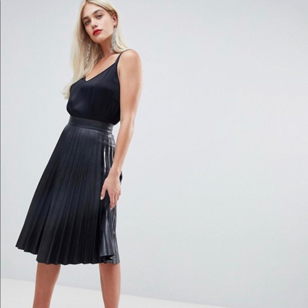 Matty M Vegan Leather Midi Skirt NEW